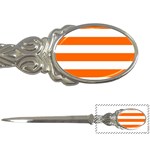 Horizontal Stripes - White and Safety Orange Letter Opener