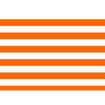 Horizontal Stripes - White and Safety Orange Birthday Cake 3D Greeting Card (7x5)