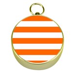 Horizontal Stripes - White and Safety Orange Gold Compass