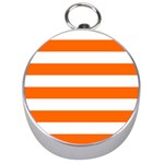 Horizontal Stripes - White and Safety Orange Silver Compass