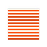 Horizontal Stripes - White and Tangelo Orange Satin Bandana Scarf