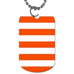 Horizontal Stripes - White and Tangelo Orange Dog Tag (Two Sides)