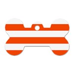 Horizontal Stripes - White and Tangelo Orange Dog Tag Bone (Two Sides)