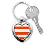 Horizontal Stripes - White and Tangelo Orange Key Chain (Heart)