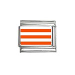 Horizontal Stripes - White and Tangelo Orange Italian Charm (9mm)