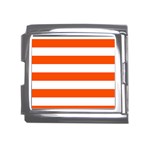 Horizontal Stripes - White and Tangelo Orange Mega Link Italian Charm (18mm)