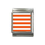 Horizontal Stripes - White and Tangelo Orange Italian Charm (13mm)