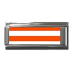 Horizontal Stripes - White and Tangelo Orange Superlink Italian Charm (9mm)