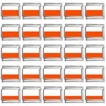 Horizontal Stripes - White and Tangelo Orange 9mm Italian Charm (25 pack)