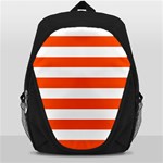 Horizontal Stripes - White and Tangelo Orange Backpack Bag