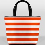 Horizontal Stripes - White and Tangelo Orange Bucket Bag