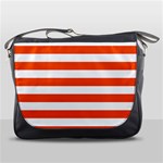 Horizontal Stripes - White and Tangelo Orange Messenger Bag