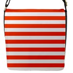 Horizontal Stripes - White and Tangelo Orange Flap Closure Messenger Bag (S)