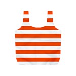Horizontal Stripes - White and Tangelo Orange Full Print Recycle Bag (S)