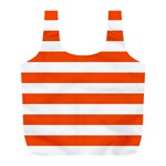 Horizontal Stripes - White and Tangelo Orange Full Print Recycle Bag (L)