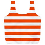 Horizontal Stripes - White and Tangelo Orange Full Print Recycle Bag (XL)