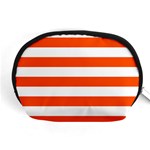 Horizontal Stripes - White and Tangelo Orange Accessory Pouch (Medium)