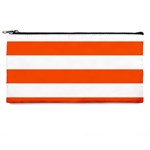 Horizontal Stripes - White and Tangelo Orange Pencil Case