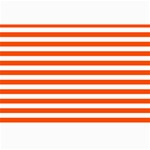 Horizontal Stripes - White and Tangelo Orange Collage 12  x 18 