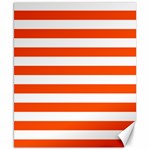 Horizontal Stripes - White and Tangelo Orange Canvas 8  x 10 