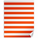 Horizontal Stripes - White and Tangelo Orange Canvas 11  x 14 