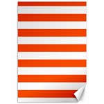 Horizontal Stripes - White and Tangelo Orange Canvas 12  x 18 