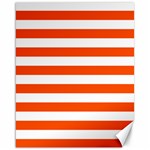 Horizontal Stripes - White and Tangelo Orange Canvas 16  x 20 