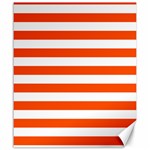 Horizontal Stripes - White and Tangelo Orange Canvas 20  x 24 
