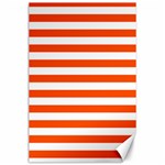 Horizontal Stripes - White and Tangelo Orange Canvas 24  x 36 