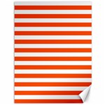 Horizontal Stripes - White and Tangelo Orange Canvas 36  x 48 