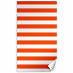 Horizontal Stripes - White and Tangelo Orange Canvas 40  x 72 