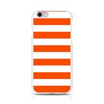 Horizontal Stripes - White and Tangelo Orange Apple iPhone 6/6S Silicone Case (Transparent)