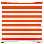 Horizontal Stripes - White and Tangelo Orange Large Cushion Case (One Side)