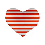 Horizontal Stripes - White and Tangelo Orange Standard 16  Premium Heart Shape Cushion