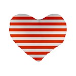 Horizontal Stripes - White and Tangelo Orange Standard 16  Premium Flano Heart Shape Cushion
