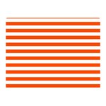 Horizontal Stripes - White and Tangelo Orange Double Sided Flano Blanket (Mini)