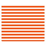 Horizontal Stripes - White and Tangelo Orange Double Sided Flano Blanket (Small)