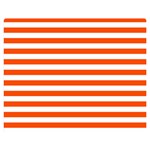 Horizontal Stripes - White and Tangelo Orange Double Sided Flano Blanket (Medium)