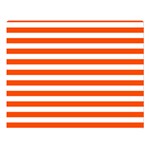 Horizontal Stripes - White and Tangelo Orange Double Sided Flano Blanket (Large)