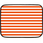 Horizontal Stripes - White and Tangelo Orange Fleece Blanket (Mini)