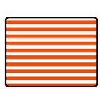 Horizontal Stripes - White and Tangelo Orange Fleece Blanket (Small) (One Side)