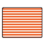 Horizontal Stripes - White and Tangelo Orange Double Sided Fleece Blanket (Small) (Two Sides)