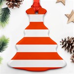 Horizontal Stripes - White and Tangelo Orange Ornament (Christmas Tree)