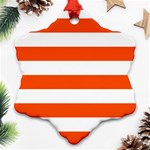 Horizontal Stripes - White and Tangelo Orange Snowflake Ornament (Two Sides)