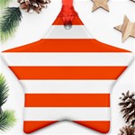 Horizontal Stripes - White and Tangelo Orange Ornament (Star)