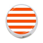 Horizontal Stripes - White and Tangelo Orange 4-Port USB Hub (Two Sides)