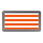 Horizontal Stripes - White and Tangelo Orange Memory Card Reader (Mini)