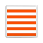 Horizontal Stripes - White and Tangelo Orange Memory Card Reader with Storage (Square)