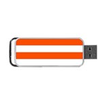 Horizontal Stripes - White and Tangelo Orange Portable USB Flash (One Side)