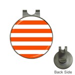 Horizontal Stripes - White and Tangelo Orange Golf Ball Marker Hat Clip